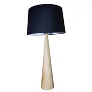 Biore Elegant Metal Body Classic Table Lamp Fabric Shade - Wood and Black Fabric.