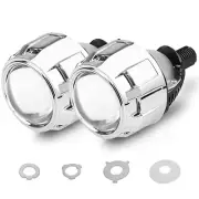 Headlight Mini 2.5 inch Bi LED Projector Lens+Silver Shrouds Retrofit Universal