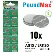 PoundMax AG10 LR1130 Batteries 1.5v Alkaline Battery Combo Pack - 10 Count