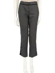 Grey Tape Detail Buttoned Cuff Trousers