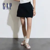 在飛比找momo購物網優惠-【GAP】女裝 工裝半身褲裙-黑色(872459)