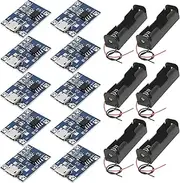 GTIWUNG Pack of 10 5V 1A USB Battery Charger Module Micro USB 5V 1A Charge Controller Lithium Li-ion Battery Charger Lithium Charging Module + 6 Pieces 3.7 V 18650 Battery Holder with Wire Leads,