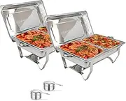 Chafing Dish Buffet Set, Stainless Steel Chafers and Buffet Warmers Sets Full Size W/Water Pan, Food Pan, Fuel Holder and Lid, for Catering Party Event Serving