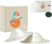 RFC Silver Nursing Cups - 999 Silver Nursing Pad - Nipple Shields Kit for Nursing Newborn - Breastfeeding Essentials - Nipple Cover Breastfeeding - With Silicone Ring & Cleaning Scotch & Carrying Case (Mat 999 Silver Nursing Cup (XL))