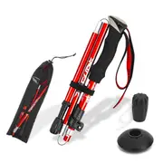 Lightweight Collapsible Trekking Pole Five-fold Walking Stick for Hiking Camping Backpacking-Red