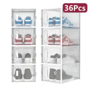 Advwin 36Pcs Clear Shoe Storage Case White