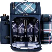 ALLCAMP Picnic Basket Backpack Cooler for 4 Person with 2 Insulated Cooler Compa