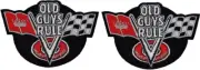 Old Guys Rule Checkered Flag Corvette Patch | 2PC iron on or Sew 3.5"x2.5"