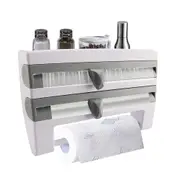 3 in 1 wall-mounted storage rack paper towel rack tin foil plastic wrap dispenser