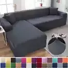 Solid Color Elastic Couch Cover Sofa Slipcovers L Shape Sofa Need Buy 2pcs Sofa