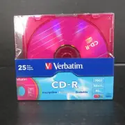NEW VERBATIM COLOR BLANK RECORDABLE CD-R, 25 PACK, 52X SPEED, 700 mb, 80 MIN.