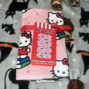 New Hello Kitty 2-Pack Hand Towels Pink Books Back to School 16" x 28" Cotton
