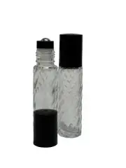 144 Pcs, 10ml SWIRL 1/3 oz Glass Rollon Bottle W/BLACK Cap with Steel Roller
