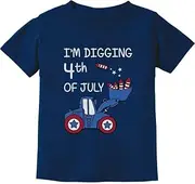 [Tstars] I'm Digging 4th of July Tractor Loving Boys Toddler Kids T-Shirt 4T Navy
