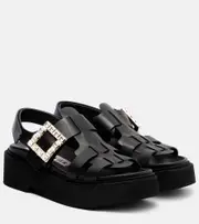 [Roger Vivier] Roger Vivier Viv' Rangers leather platform sandals AU 4 black