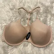 Adore Me 38DD Bra Beige Demi Front Closure Racerback Underwire NEW