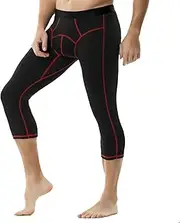 [Ouruikia] Men's Thermal Underwear Bottoms Fleece Lined Base Layer Bottoms Keep Warm Capri Pants