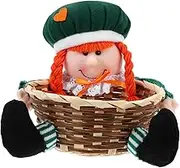 TOPPERFUN Patricks Day Plush Gnome Candy Holder Basket Festive Storage Container for Tabletop Centerpiece Cloth Design for Celebrations and Home Decor