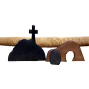 Handcrafted Wooden Cross Empty Tomb Easter Statue Set - Maple and Hickory Hardwood
