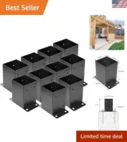 4x4 Steel Post Base Brackets 10PCS Heavy Duty Powder Coated for Deck Railing