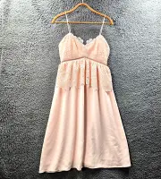 New Seed Heritage Womens A-line Midi Dress Size 10 Pink Apricot Lace Bodice