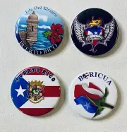 Puerto Rico Flag 2" Pinback Set of 4 Assorted Souvenir Round Metal Buttons