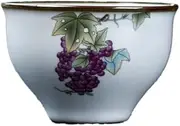 Handcrafted Ruyao Ice Crackle Tea Cup - Big Size Ceramic Kung Fu Tea Set - Distinctive Personal Tea Bowl (Open glasses - grape)