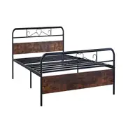 Foret Bed Frame Metal Single Size Modern Wooden Headboard Bedroom Base Platform
