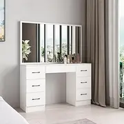 Luxsuite Dressing Table with Mirror Makeup Table Vanity Dresser for Women Home Bedroom Furniture White