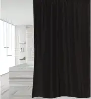 Plain Black Fabric Shower Curtain 180x220cm Drop Thicker Waterproof Weighed Hem