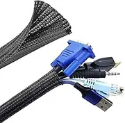 2M Cord Protector Flexible Cord Organizer Wire Loom Tubing Cable Sleeve,Cable Management Sleeve for USB Cable Power Cord Audio Video Cable Management,Prevent Cat from Chewing Cords