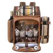 Hap Tim Picnic Backpack Cooler for 4 Person with Insulated Leakproof Cooler B...