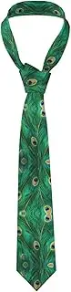 [YANYU] Green Peacock Feather Print Men Necktie Classic And Stylish Ties For Business Weddings And Special Occasions, Black
