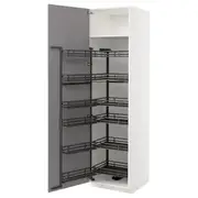 METOD high cabinet with pull-out larder, white/Bodbyn grey, 60x60x220 cm