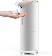 [interhasa!] Automatic Foaming Soap Dispenser Touchless Commercial Battery Operated Hand Soap Dispenser 300 ml for Home Bathroom Kitchen, ABS, Ivory，102 * 75 * 210 mm 0.38 kg