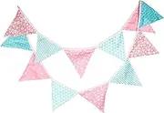 Party Decorations 12 Flags 3.2m Garlands for Birthday Cotton Floral Bunting Banners Pennant Baby Shower Wedding Garland Flags for Party Decoration (Color : X)