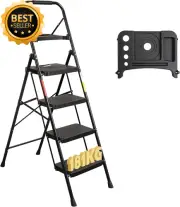 4 Step Ladder Folding Stool Anti-Slip Pedals 181Kg Handrail Home Kitchen Use