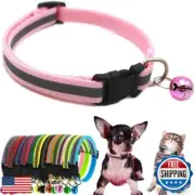 Pink Puppy Collar with Bell, Reflective XS Cat Collars Girl Soft Adjustable B