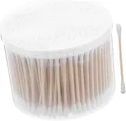 MUCKLILY 500pcs Cotton Swabs Ear Cleaning Makeup Baby Pet Care Double-ended Sanitized Wooden Sticks Travel Kit