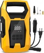 TEROMAS Green 110V AC Tire Inflator DC/AC Air Pump Compressor W/Pressure Gauge
