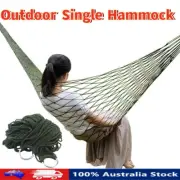 Outdoor Single Hammock Camping Portable Thickened Army Green Mesh Nylon Rope Tie