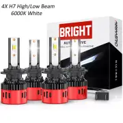 For Smart Fortwo 2008-2015 4x H7 LED Headlight Bulb Kit High Low Beam 6000K (for: Smart)