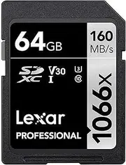 Lexar Professional 1066X SDXC SD Card, 64 GB Capacity