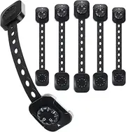 Cabinet Locks Baby Proofing, Child Safety Drawer Locks -Adjustable Child Safety Strap Locks Adhesive Baby Door Latch for Fridge Toilet Oven No Drill Multi-Purpose Furniture Kitchen Lock Black 6 Pack