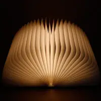 在飛比找Yahoo!奇摩拍賣優惠-創意折疊led書本燈便攜式閱讀木質書燈USB充電氛圍燈迷你翻