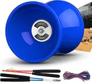 MAGICYOYO Pro Triple Bearing Medium 5" Blue Chinese Yoyo Diabolo Toy with Carbon Sticks+1 Net Bag + 2 Extra Strings, High Performance Chinese Yoyo Diabolo Skill Toy