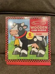 Melissa & Doug Farm Cube Puzzle, Preschool Kid, Six Puzzles in One, Construction