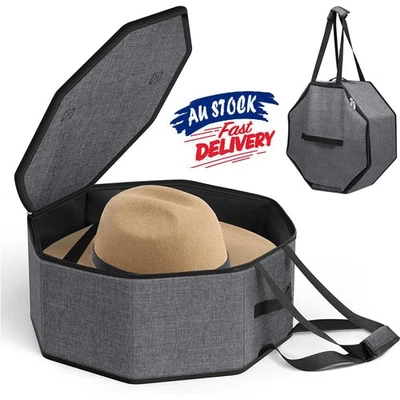 Hat Storage Box Large Hat Box Organizer Foldable Hat Travel Case with Lid ﻿