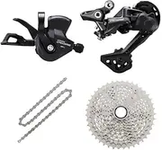 JGbike Compatible 10 Speed MTB 4pc groupset for Shimano Deore M4100: Right Shift Lever,4120 5120 SGS Long cage Rear Derailleur, 4100 11-42T 46T Cassette or Sunrace 11-46T Cassette, KMC X10 Chain