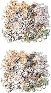 [SHINEOFI] 2 Packs Jewelry Gear Hanging Gear Pendants Alloy Hanging Gear Steampunk Alloy Pendant